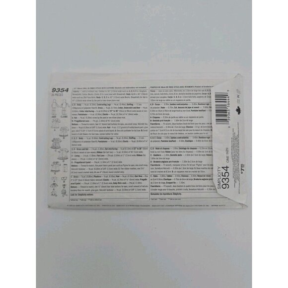 Simplicity 9354 Dolls and Clothes Sewing Craft Pattern Uncut Blaine Heigl - Picture 2 of 8